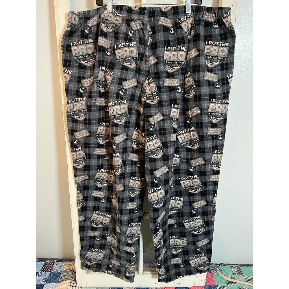 Big Dogs men's 4X jogger pj lounger pants black gray procrastionation